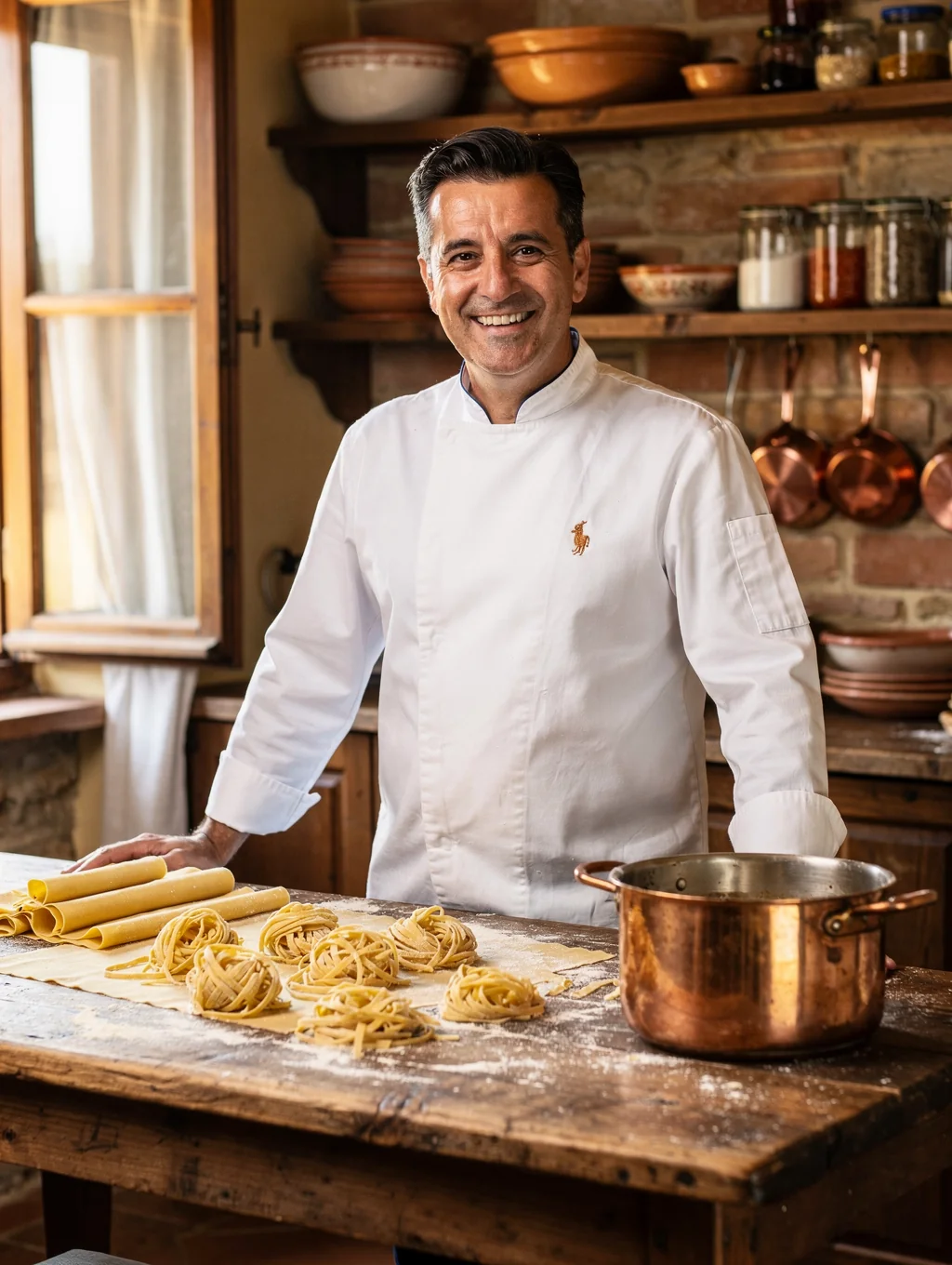 Executive Chef Marco Rossi preparing fresh artisanal pasta in MISTI kitchen
