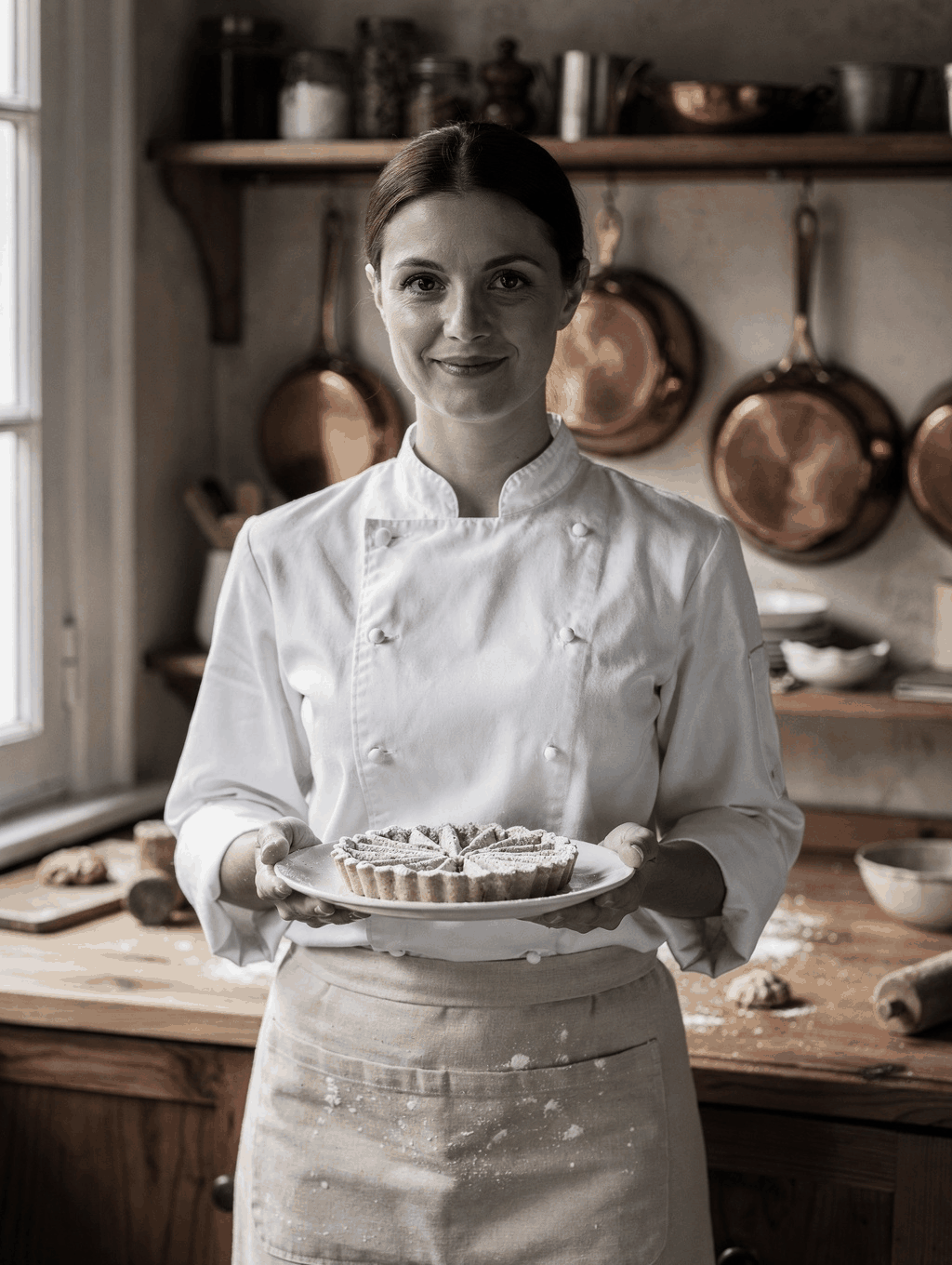 Pastry Chef Giulia De Luca garnishing authentic Italian seasonal dolci